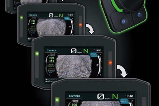 Graphic treatment of a side x side infotainment screen camera zoom function. opens in a new window