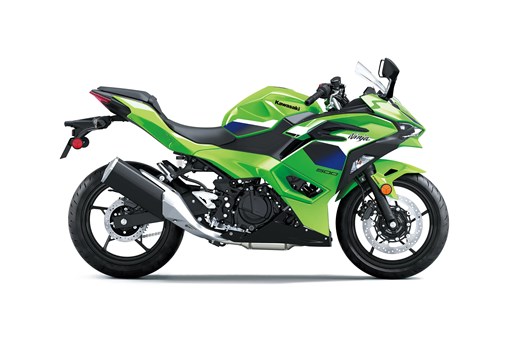 Profile angle of a green motorcycle staged in a white studio background. opens in a new window
