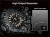 Graphic treatment showing the high-output generator of a side x side.