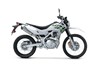 Profile angle of a white motorcycle staged in a white studio background.