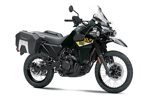 Three-quarter front angle of a black motorcycle staged in a white studio background. opens in a new window