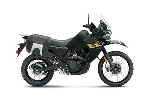 Profile angle of a black motorcycle staged in a white studio background. opens in a new window