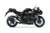 Side angle of a motorcycle staged in a white studio background.