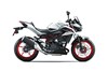Side angle of a motorcycle staged in a white studio background.