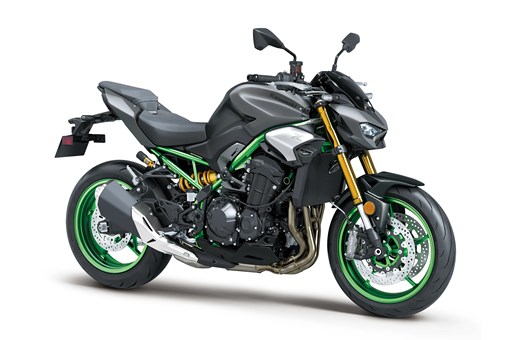 Three-quarter front angle of a motorcycle staged in a white studio background. opens in a new window