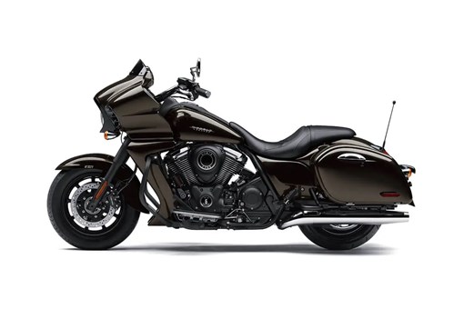 Profile angle of a motorcycle staged in a white studio background. opens in a new window