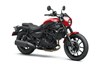 Three-quarter front angle of a motorcycle staged in a white studio background.