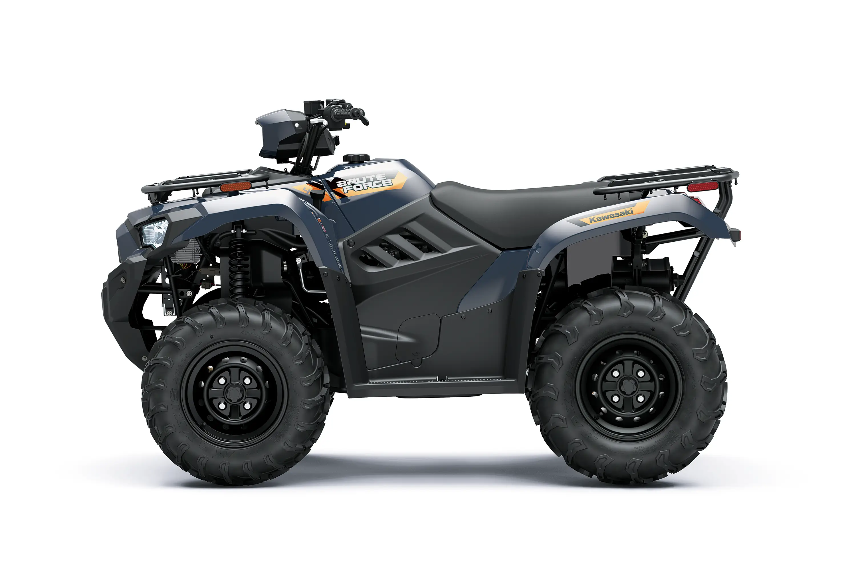 Side angle of an ATV staged in a white studio background.