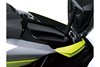 Closeup of storage of a personal watercraft staged in a white studio background.