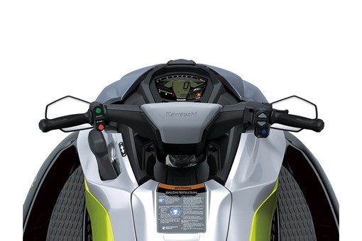 Closeup rider cockpit angle of a personal watercraft staged in a white studio background. opens in a new window