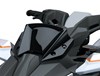Closeup front detail angle of a personal watercraft staged in a white studio background.