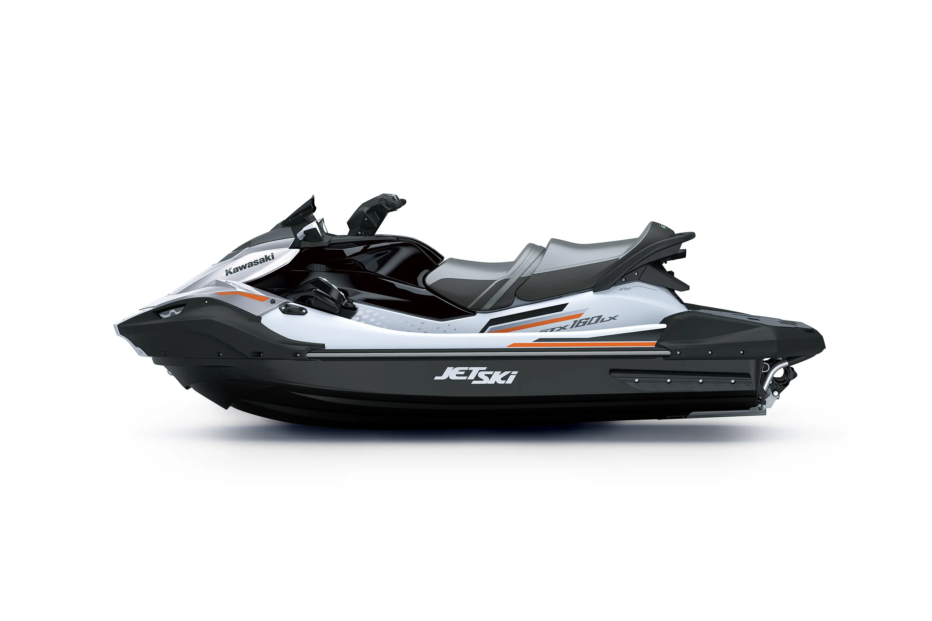 Profile angle of a personal watercraft staged in a white studio background.