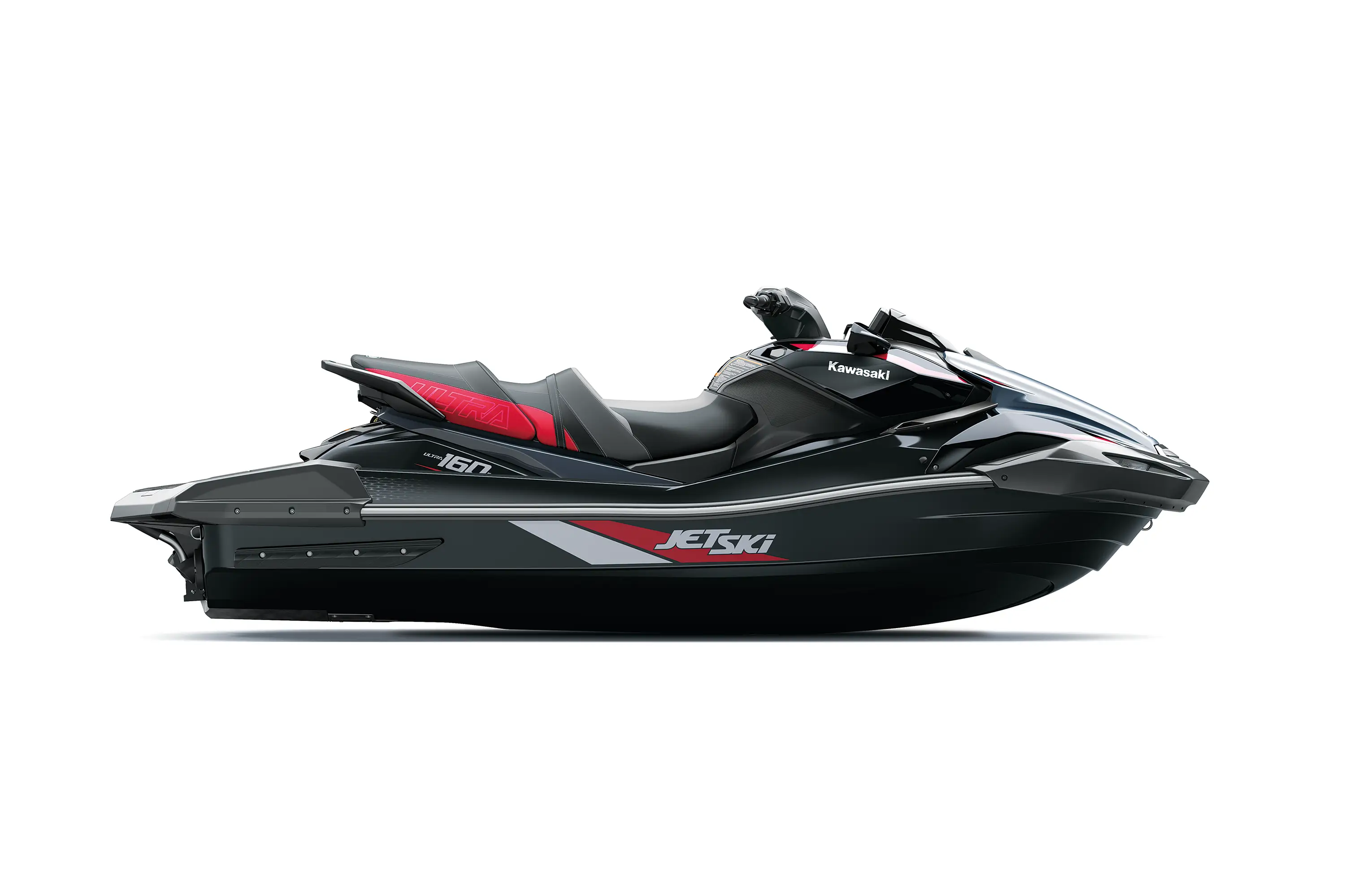 Side angle of a personal watercraft staged in a white studio background.