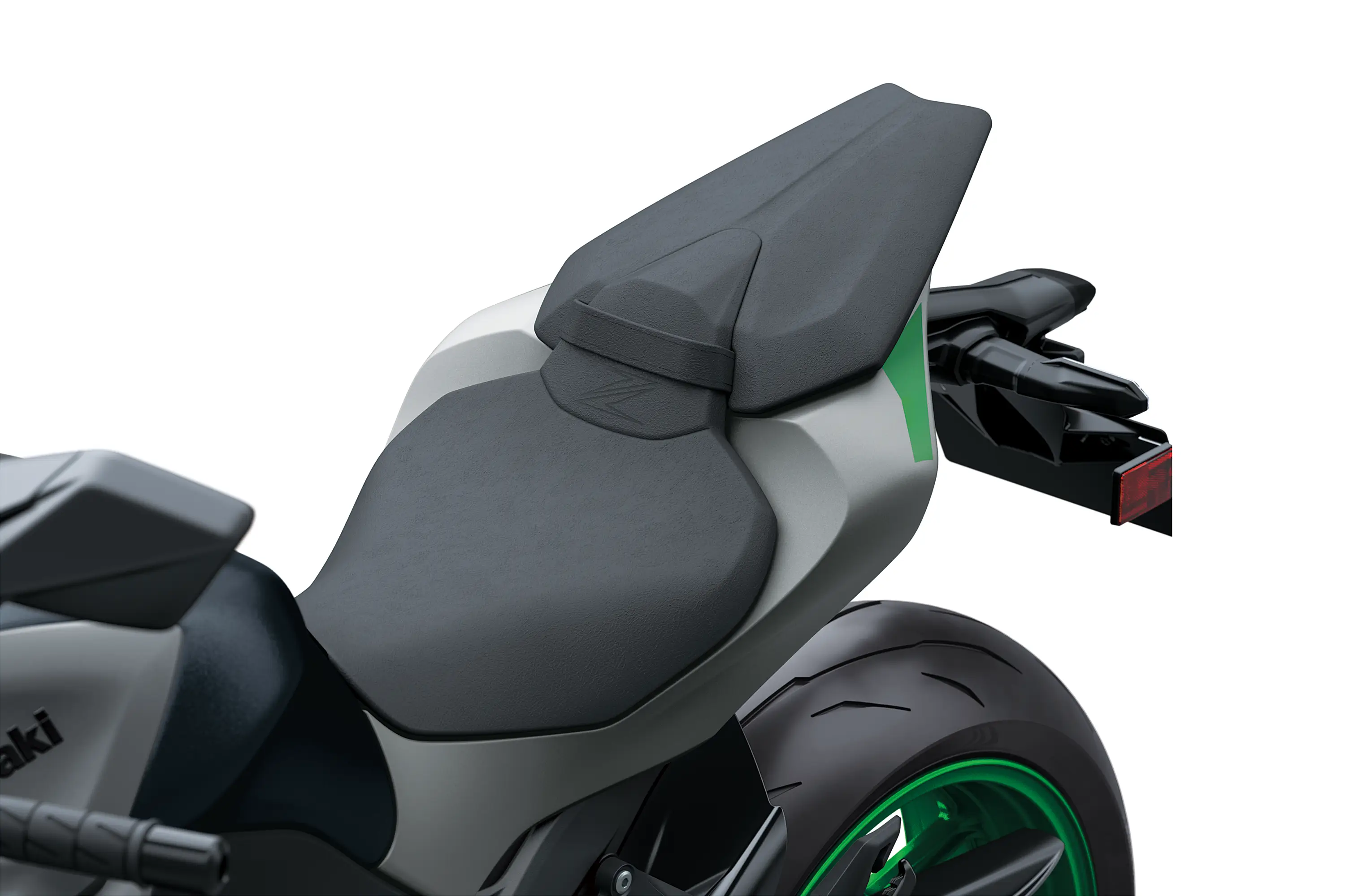 Closeup of motorcycle seat.