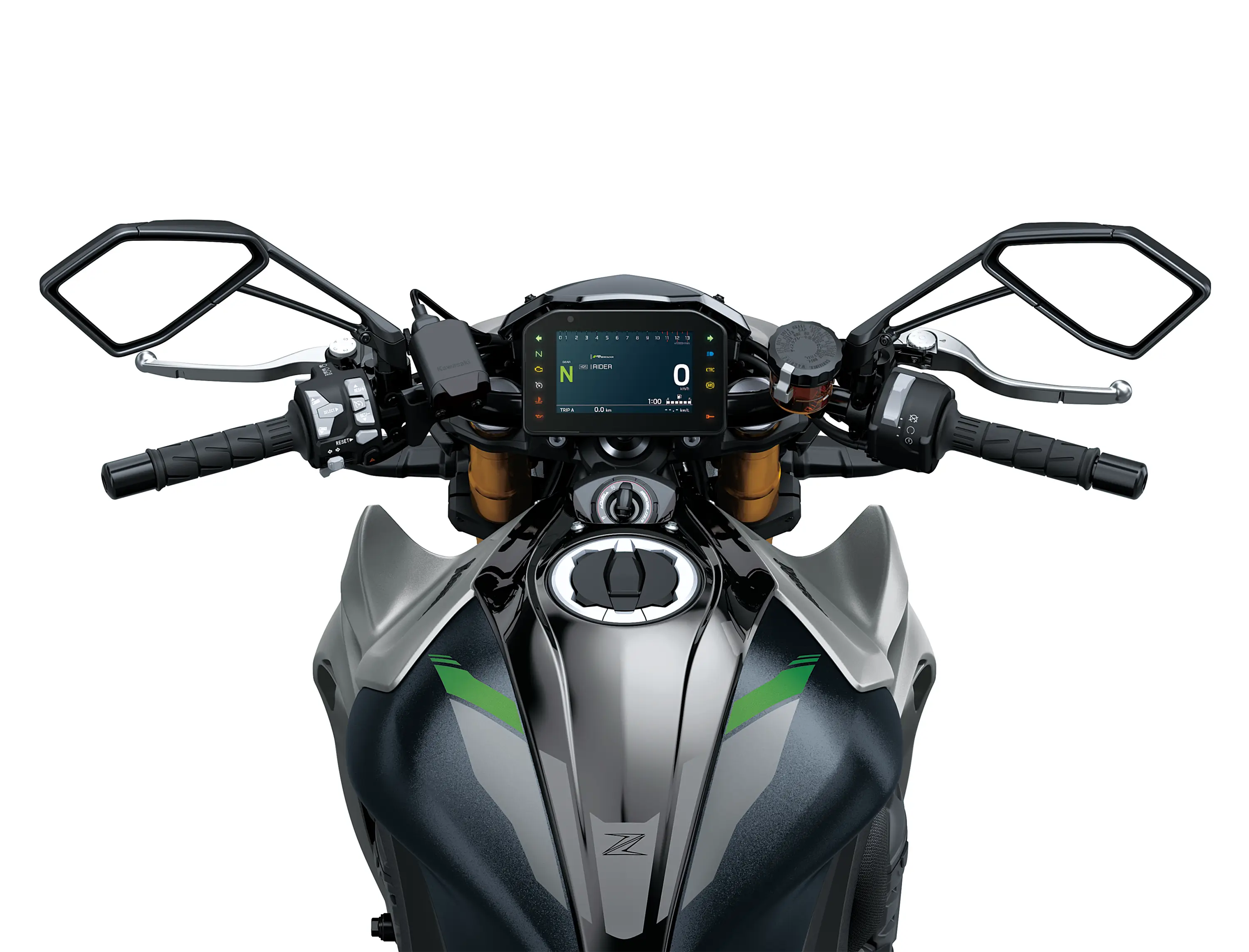 Rider cockpit of a motorcycle.