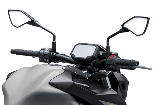Rider POV of a motorcycle staged in a white studio background. opens in a new window