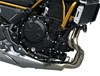 Engine case of a motorcycle staged in a white studio background.