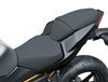 Seat of a motorcycle staged in a white studio background.