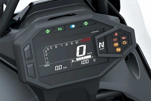 Infotainment screen of a motorcycle staged in a white studio background. opens in a new window