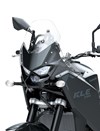 Front close angle of a motorcycle staged in a white studio background.