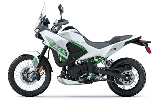 Profile angle of a motorcycle staged in a white studio background. opens in a new window