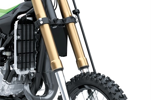 Front wheel and suspension in studio. opens in a new window