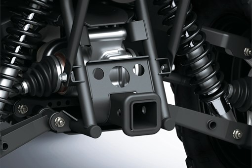 Close-up of the hitch of an ATV staged in a white studio background. opens in a new window