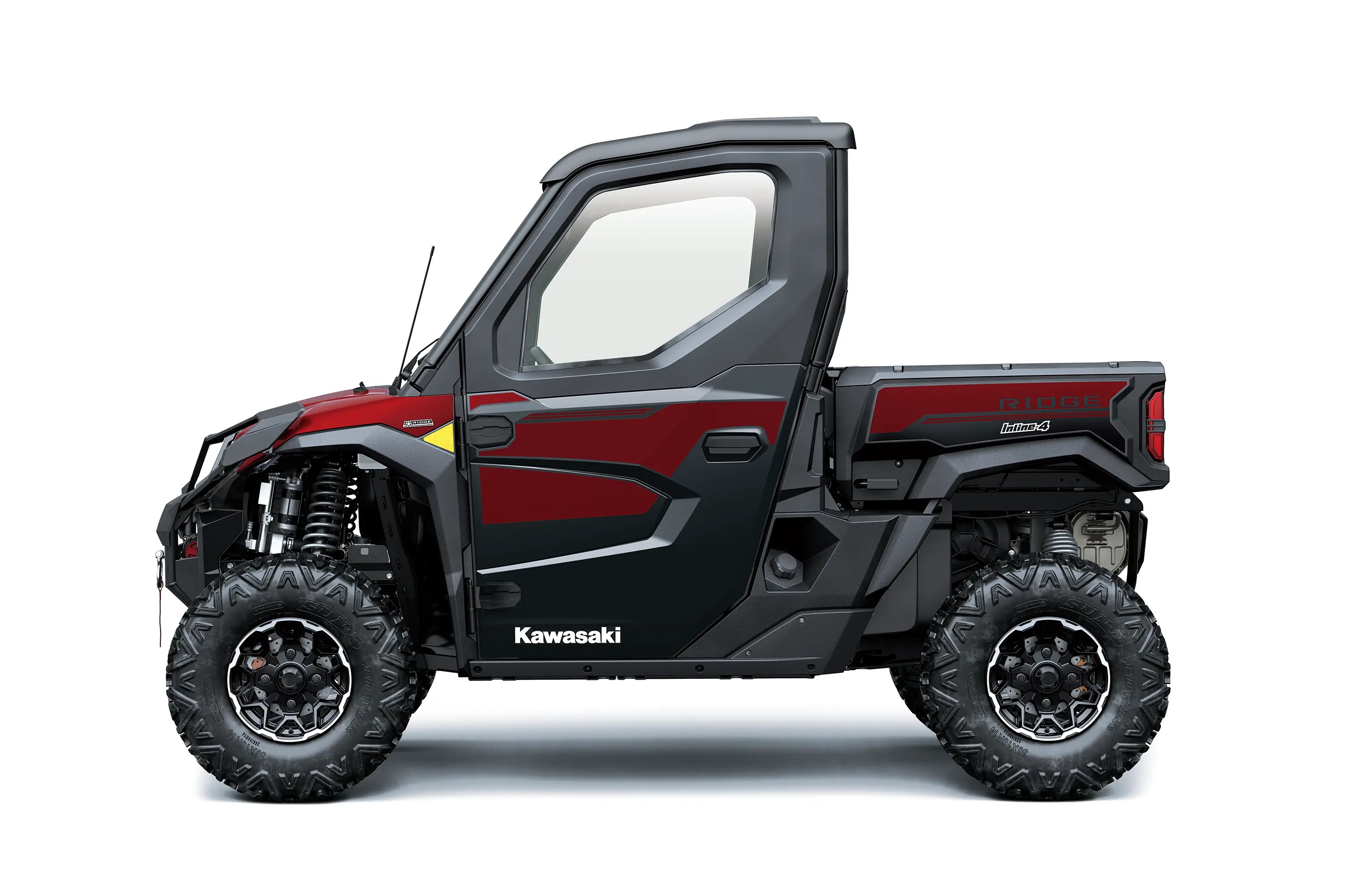 Profile angle of a side x side staged in a white studio background.