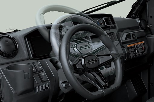 Graphic treatment showing potential steering wheel movement in a side x side. opens in a new window
