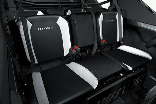 Close-up of the front bench seating in a side x side. opens in a new window
