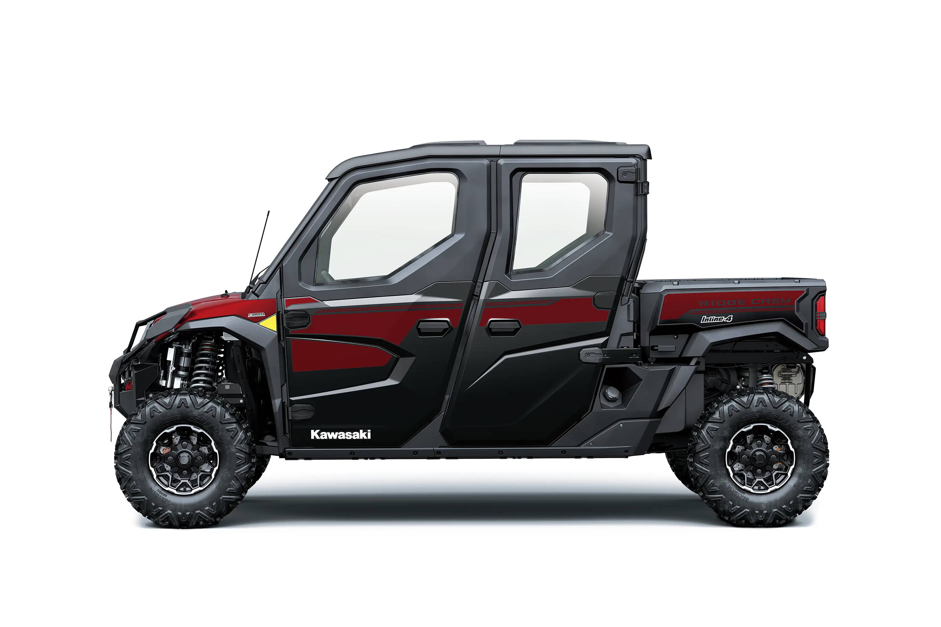 Profile angle of a side x side staged in a white studio background.