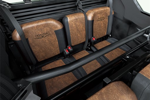 Close-up of the rear bench seating in a side x side. opens in a new window