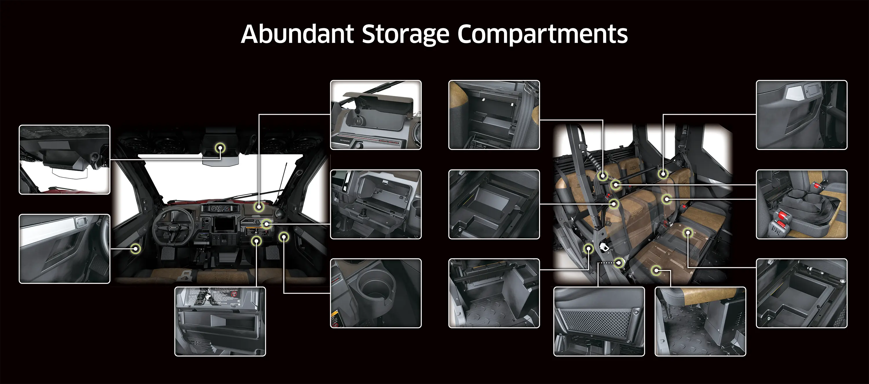 Graphic treatment of a side x side storage compartments.