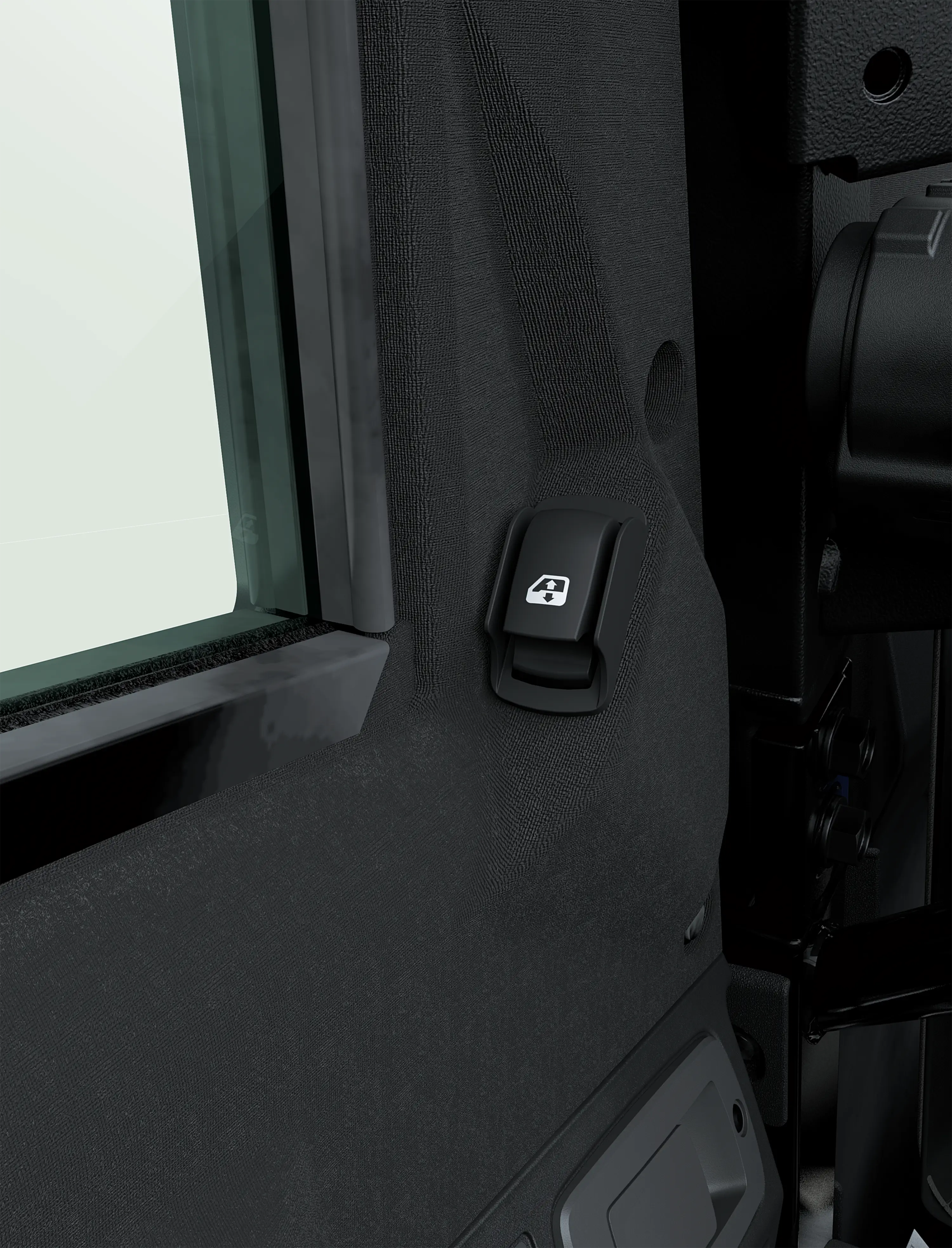 Close-up of the power window button in a side x side.