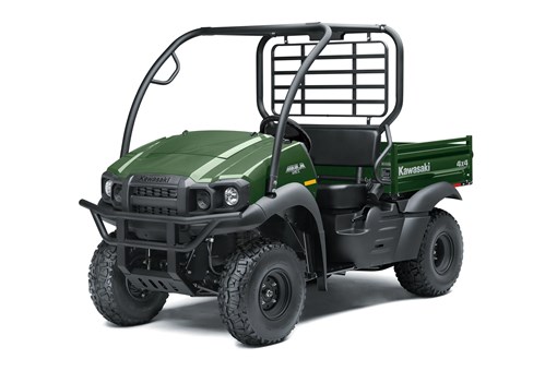 Front three-quarter view of a green single-row side x side in a white studio background. opens in a new window