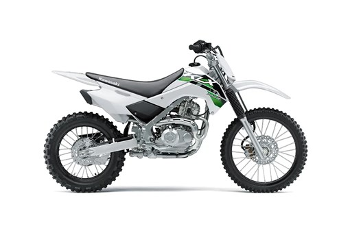 Right side view of a white youth dirt bike staged in a white studio background. opens in a new window