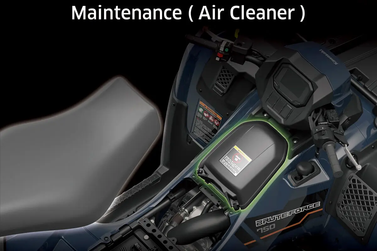 Cutaway image showing how to access the air cleaner of an ATV.