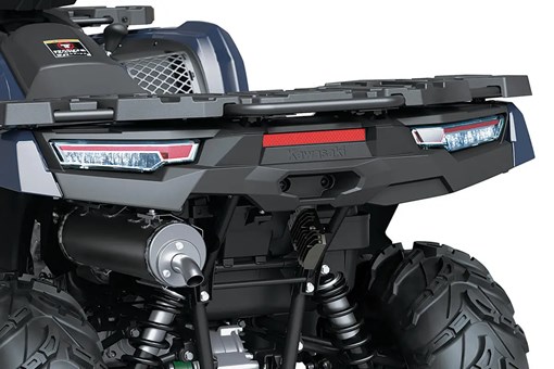 Rear view and tail lights of a utility ATV staged in a white studio background. opens in a new window