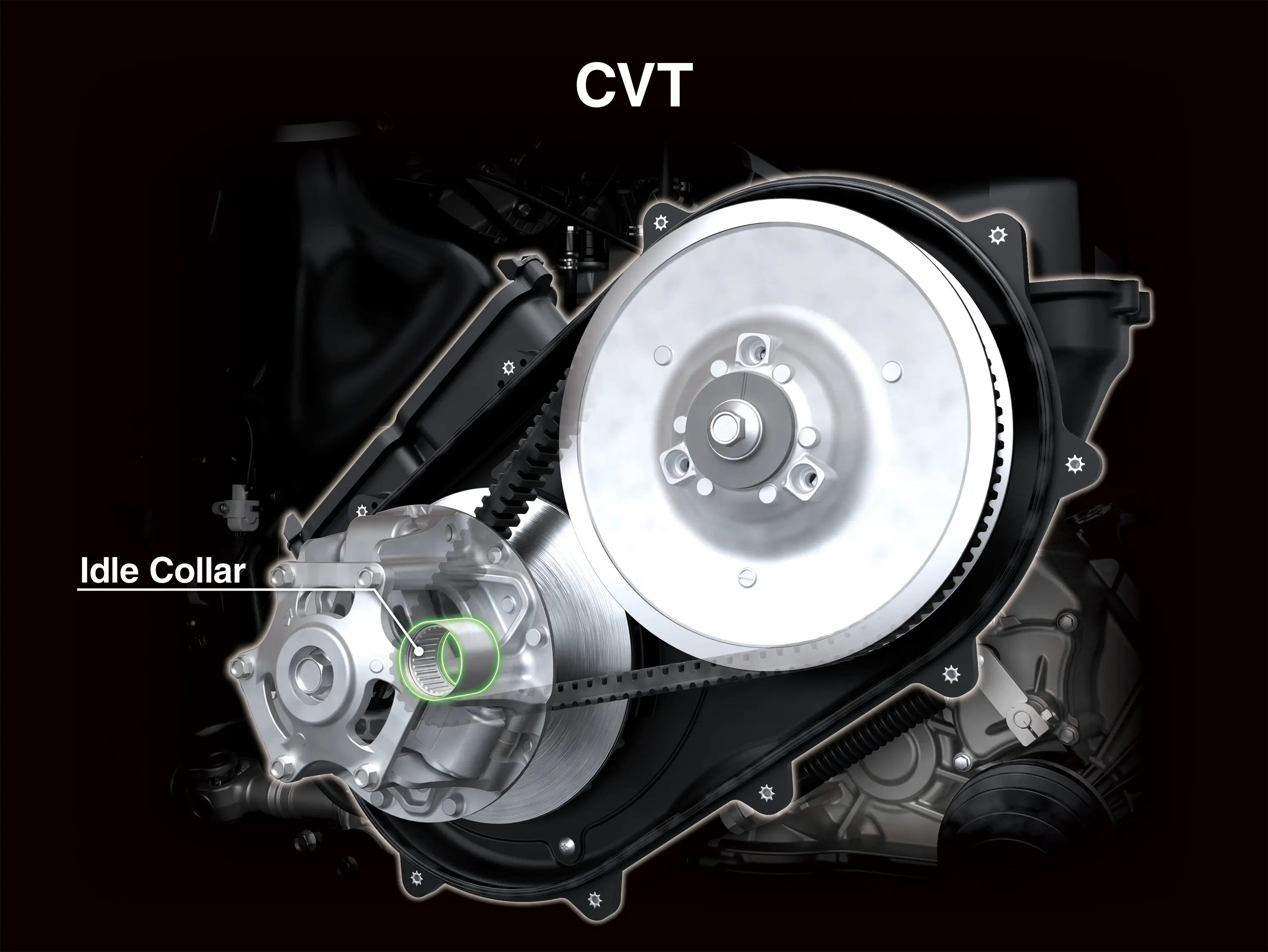 Graphic treatment of a side x side CVT.