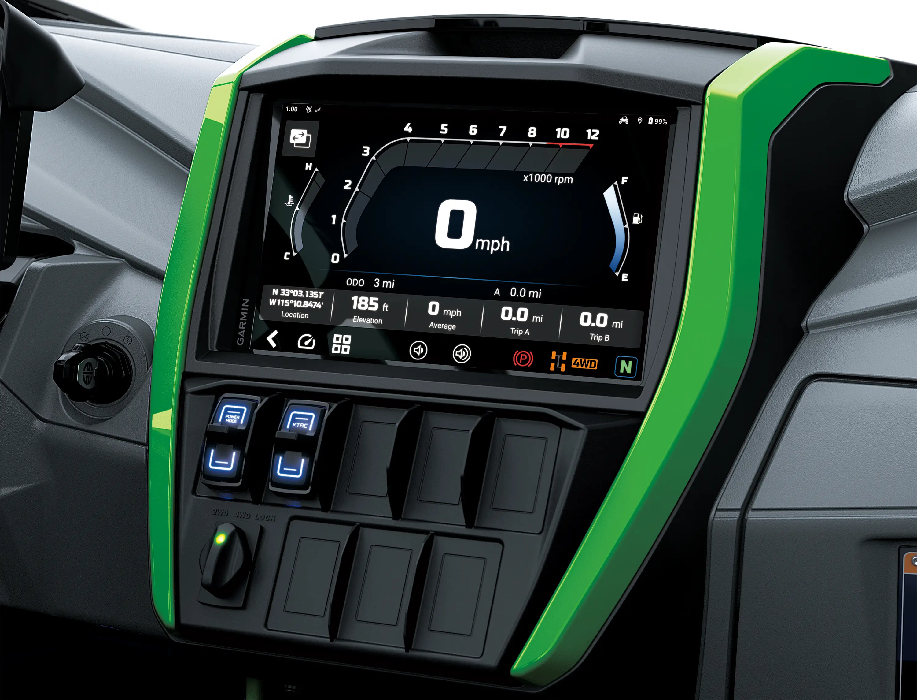 Speed-o screen of a side x side.