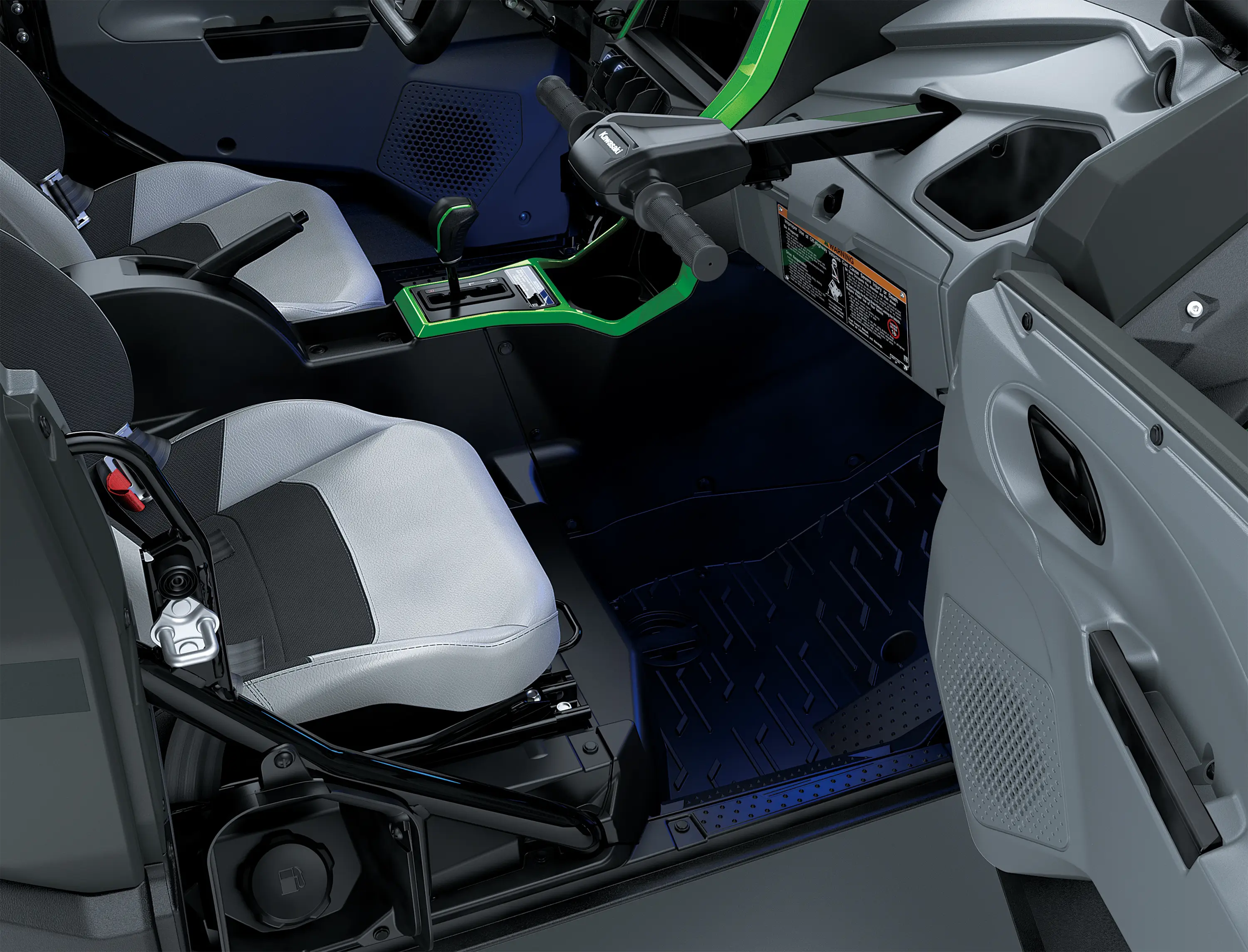 Overhead of seats inside a side x side.