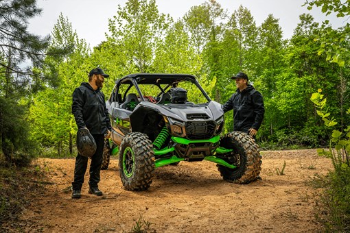 Front angle of a side x side parked off-road. opens in a new window
