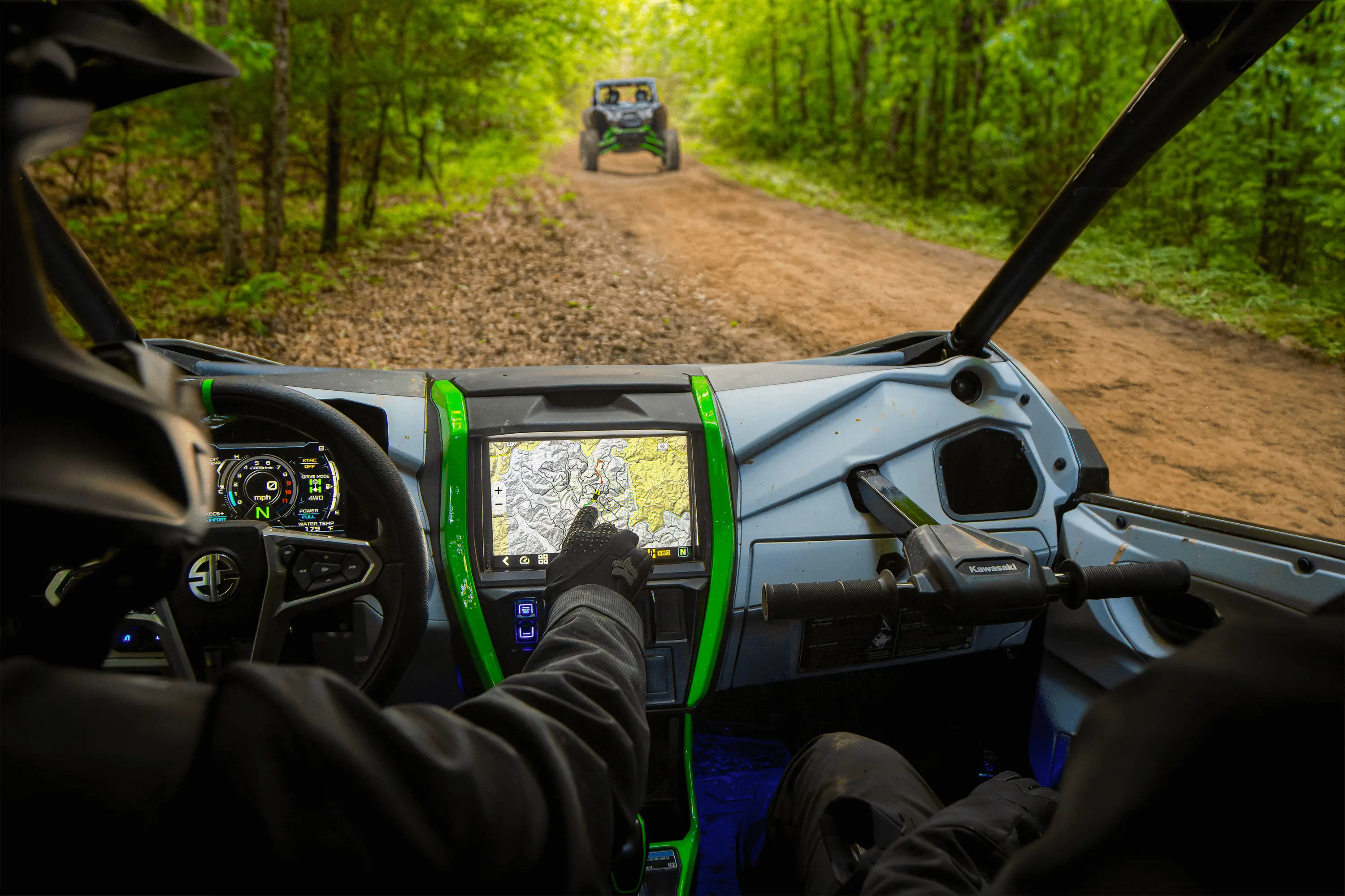 Interior view of side x side off-road.