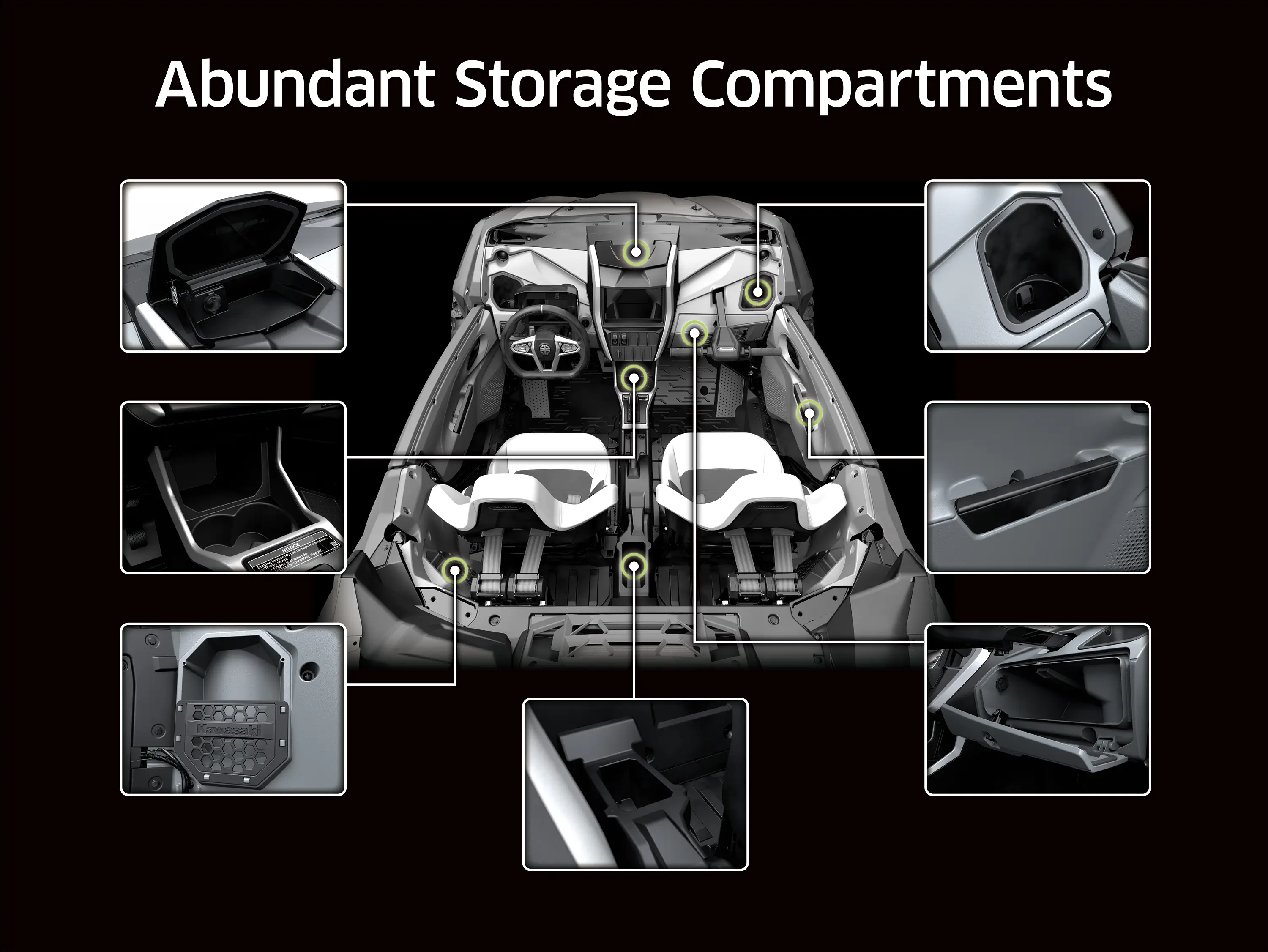 Graphic treatment of a side x side storage compartments.