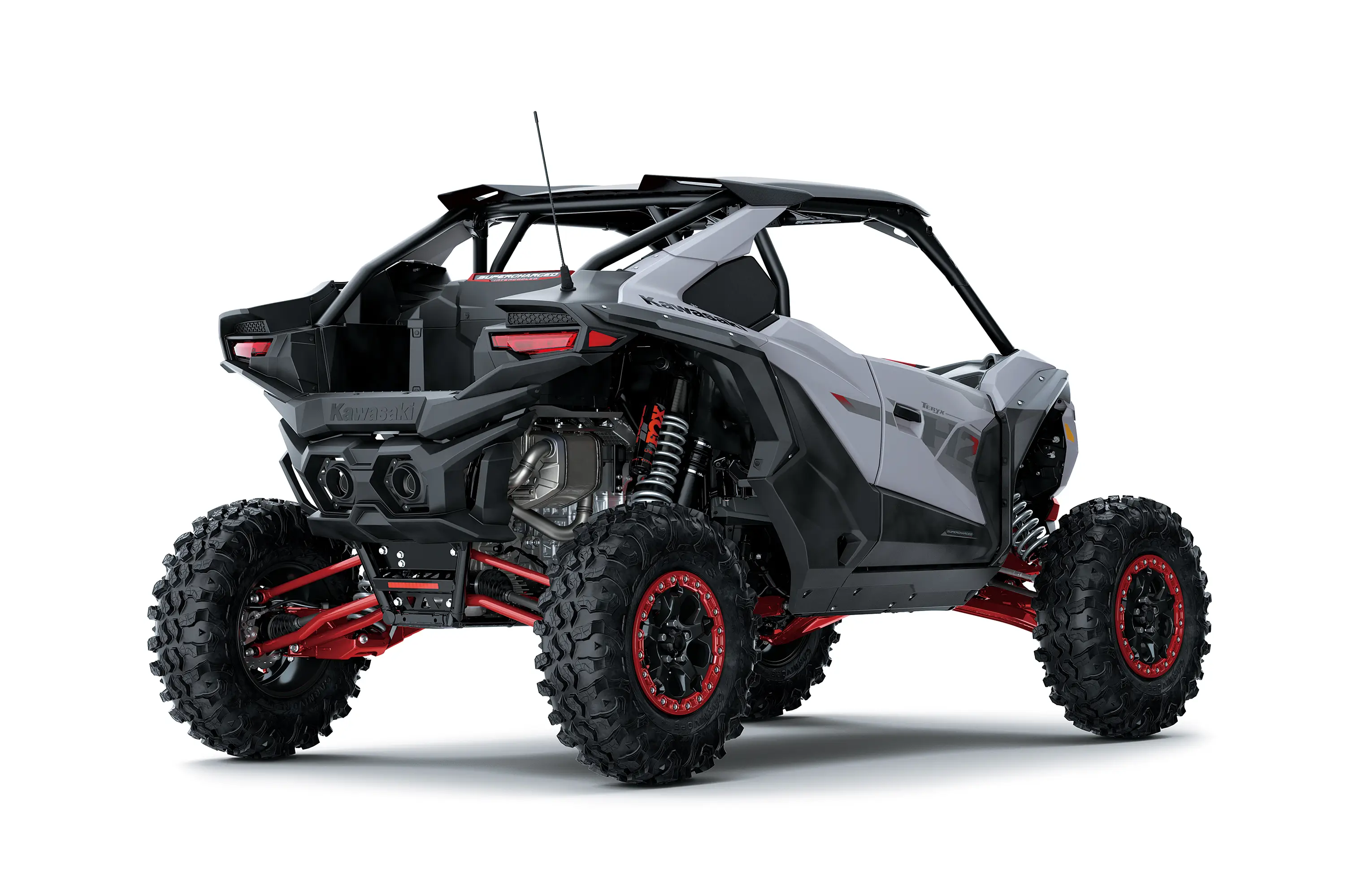 Three-quarter rear angle of a white side x side staged in a white studio background.