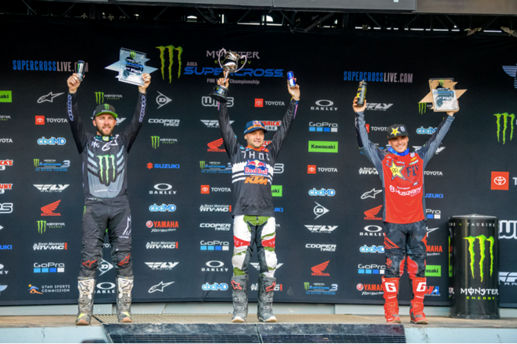 Monster Energy® Kawasaki Rider Eli Tomac Charges to Second-Place Finish to Bring a 22-Point Championship Lead to the Seas photo