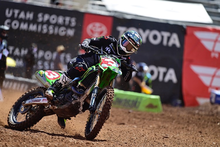 Monster Energy® Kawasaki Rider Eli Tomac Charges to Second-Place Finish to Bring a 22-Point Championship Lead to the Seas photo