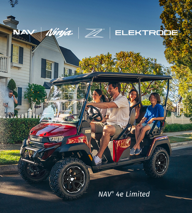 Family in a NAV driving around the neighborhood