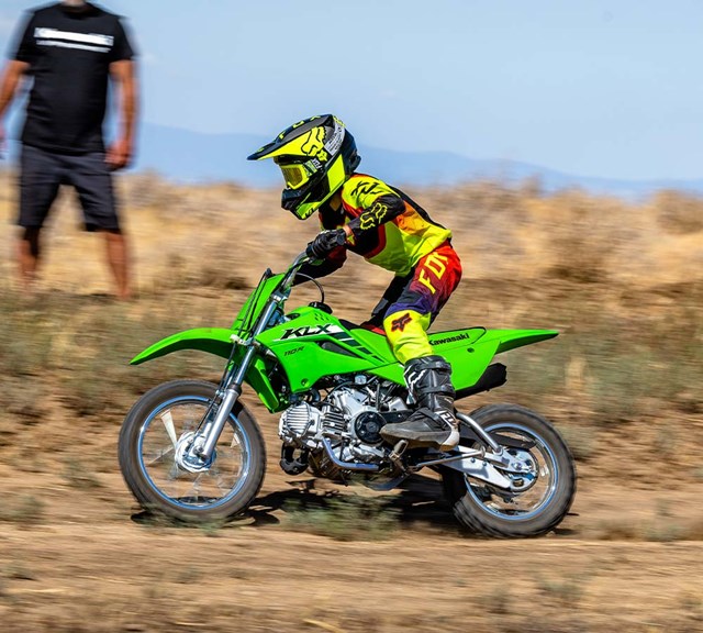 Image of 2025 KLX110R in action